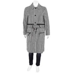 Burberry Black & White Gingham Technical Wool Loop-back Car Coat, NWT